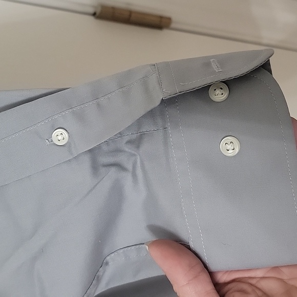 Pierre Cardin, Size 16 - 34/35 Gray Button Down Dress Shirt, NEW - Picture 5 of 11